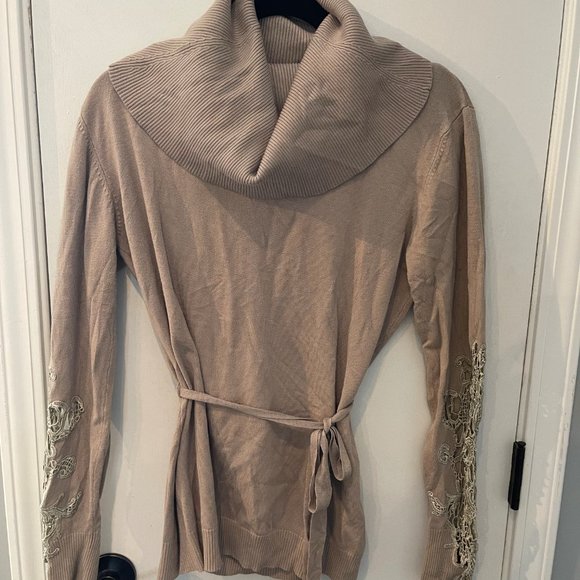 Together Cowl Neck Sweater Beige with lace arm detail s L - Picture 2 of 4
